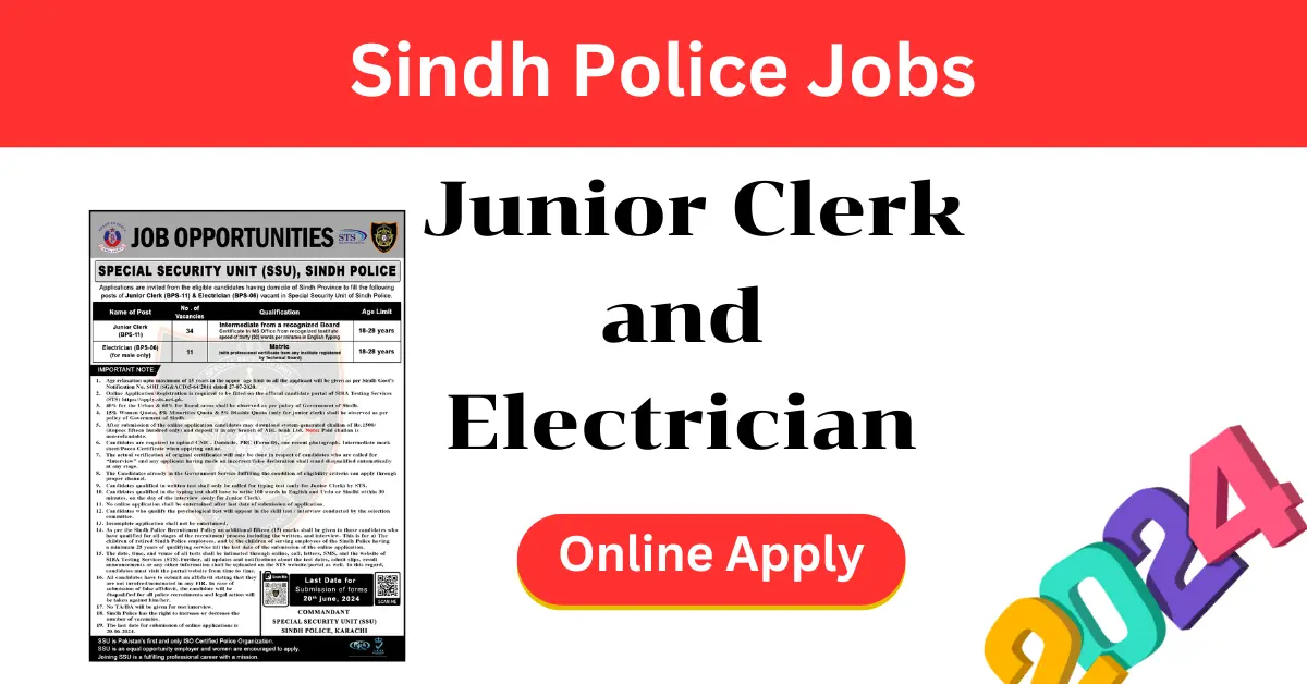 junior clerk jobs in sindh police