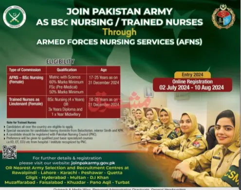 Pak army jobs for females 2024 advertisement