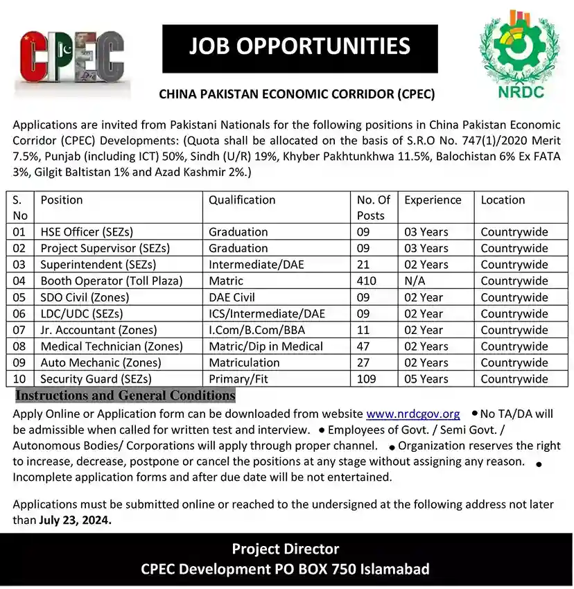 cpec jobs 2024 advertisments