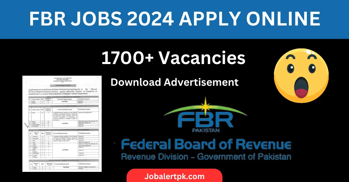 FBR jobs 2024 apply online- 1730 Vacancies.