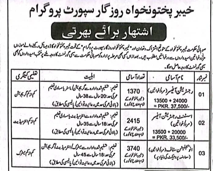 kpk govt jobs KP Employment Support Program 2024

